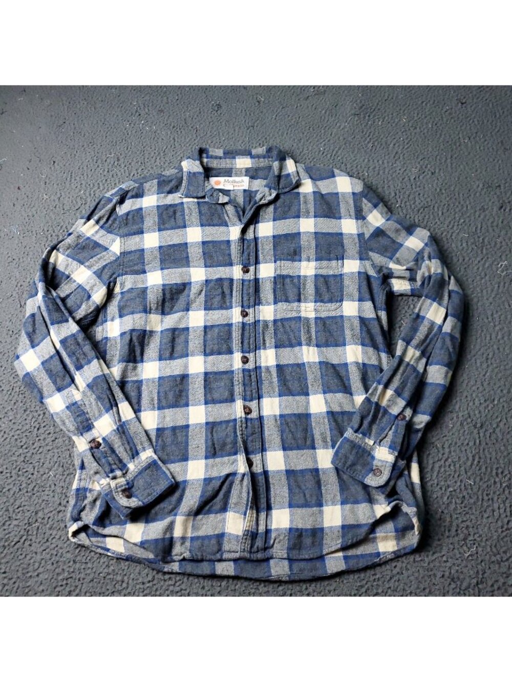 Mollusk Shirt Mens S Small California Cotton Plaid Button Long Blue Flannel